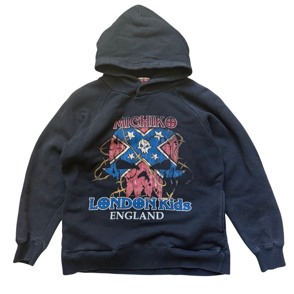 Vintage Michiko London Kids Skull Hoodie Black Size 9/10 140cm
